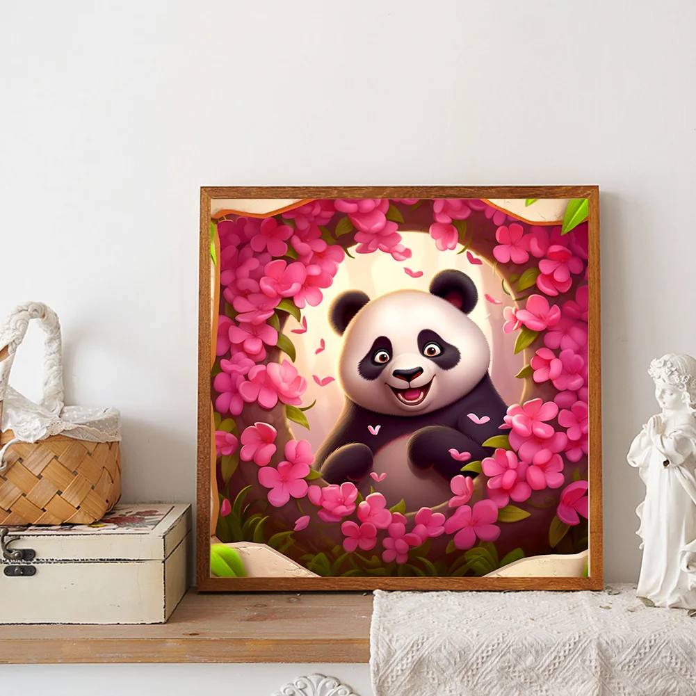 Full Round Diamond Painting 30*30cm - Picture Frame Animal Panda