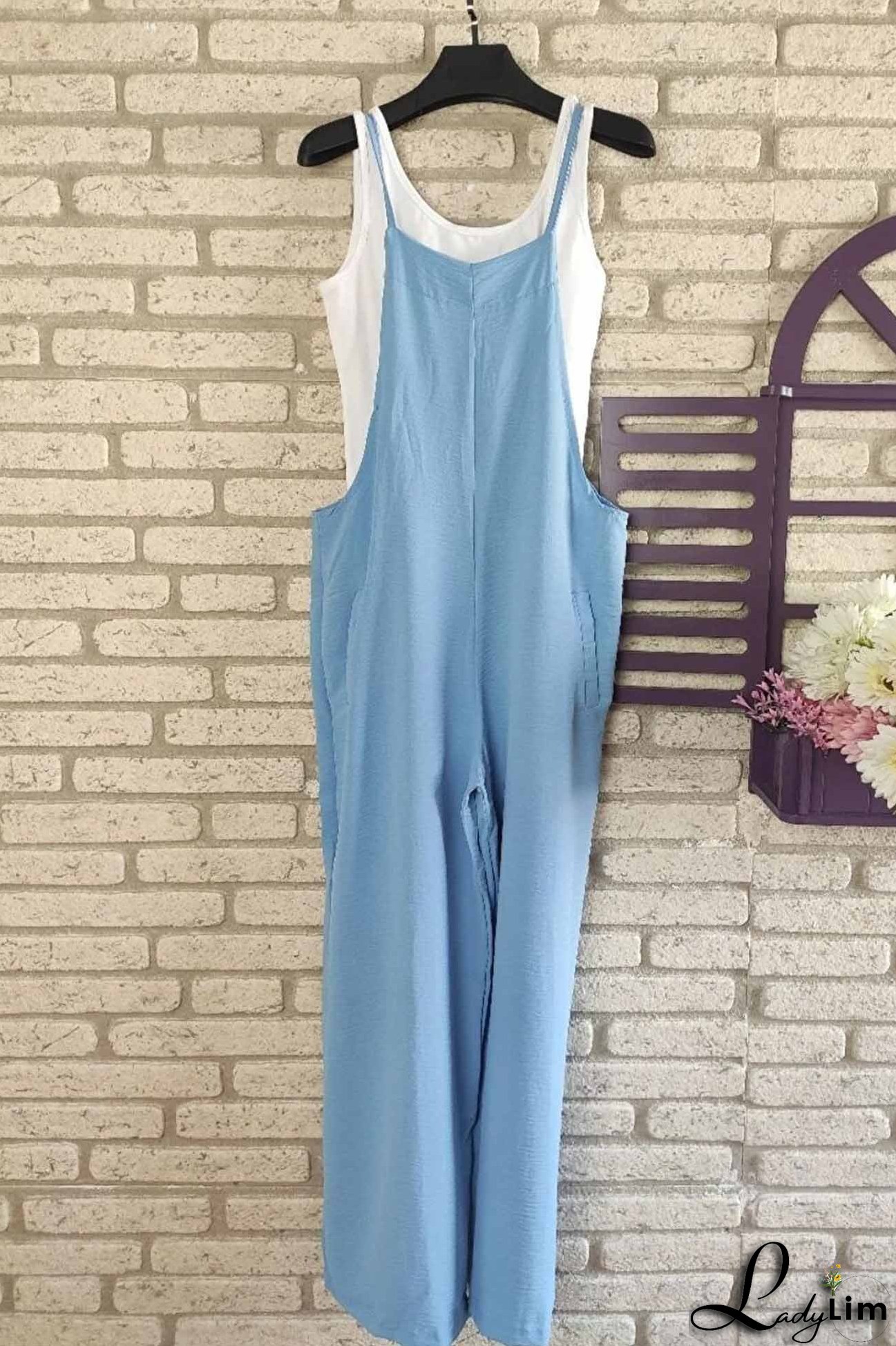 Solid Color Wide Leg Cami Jumpsuits