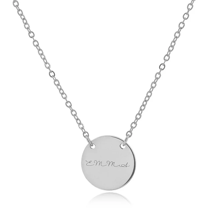 Initial Coin Necklace with Engraving Rose Gold Plated