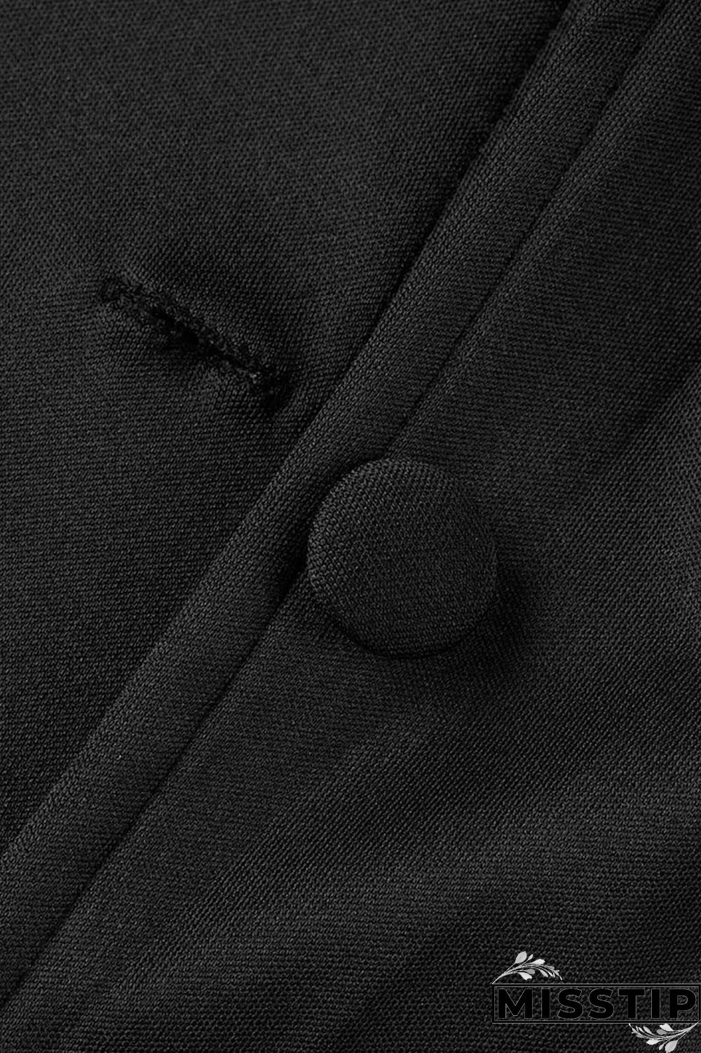 Black Casual Solid Patchwork Turn-back Collar Long Sleeve Two Pieces