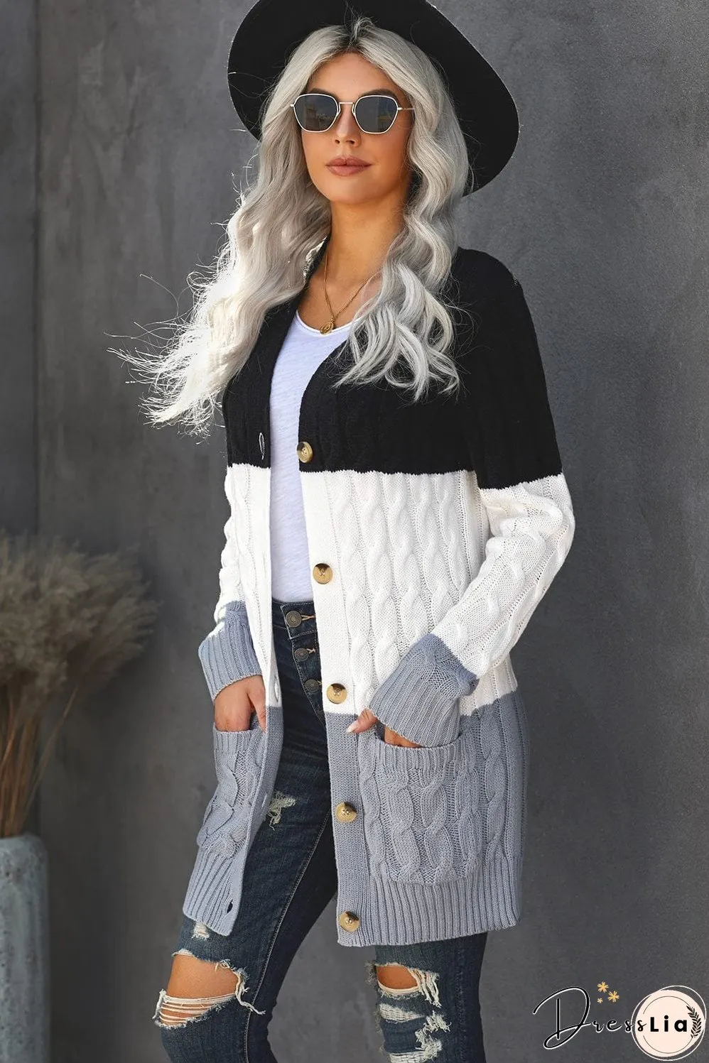 Cozy Cable Knit Button-Front Long Sleeve Cardigan
