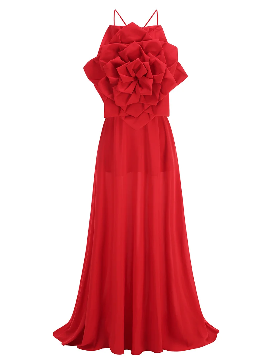 Brownm Women's Slings Handmade Three-Dimensional Solid Dress Dress Dress Women's Dress