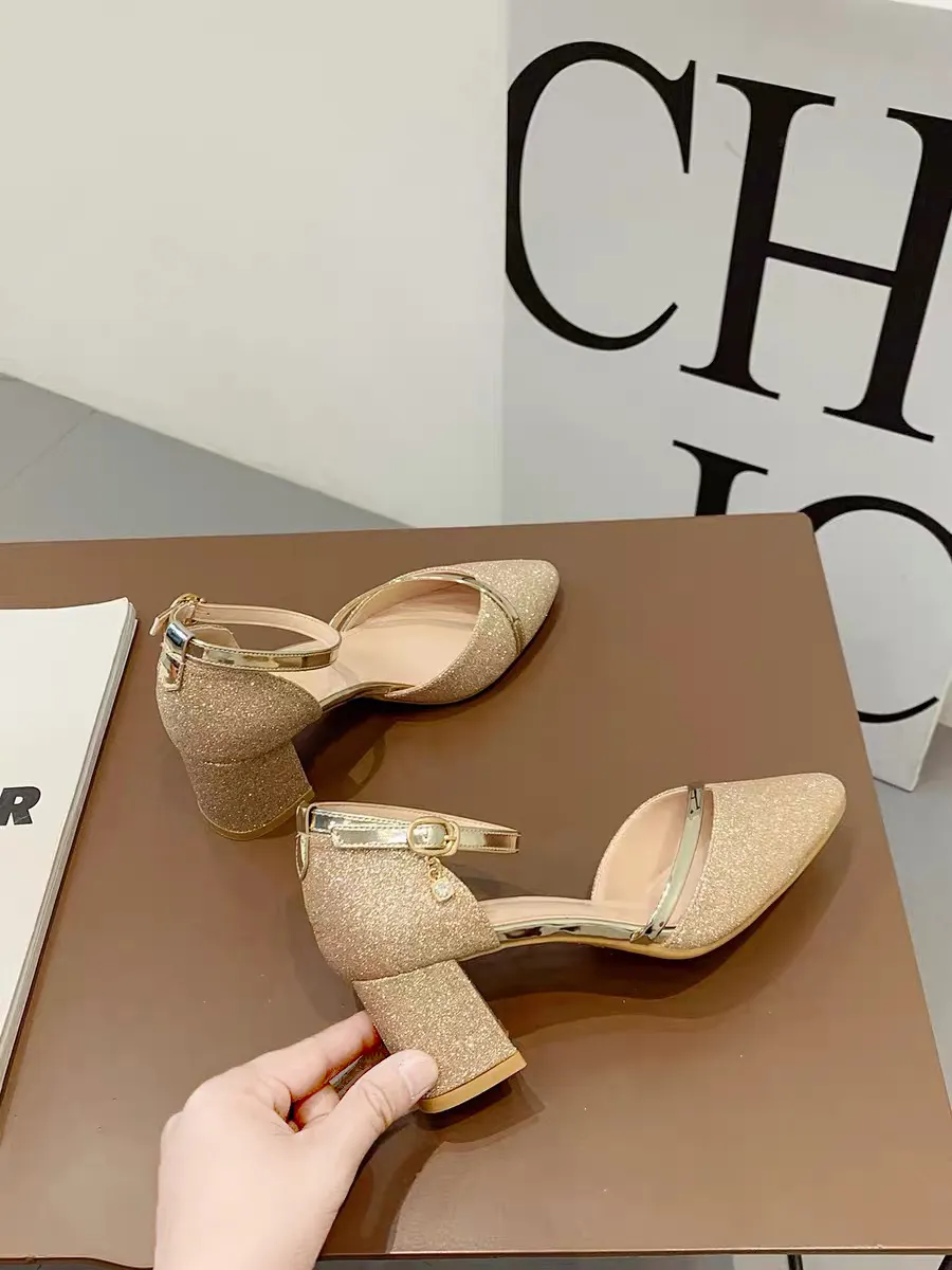 Breakj Breakj Shoes 2025 New Baotou Sandals Women's Summer Thick And Summer With Summer Bridesmaids High Heels Heels