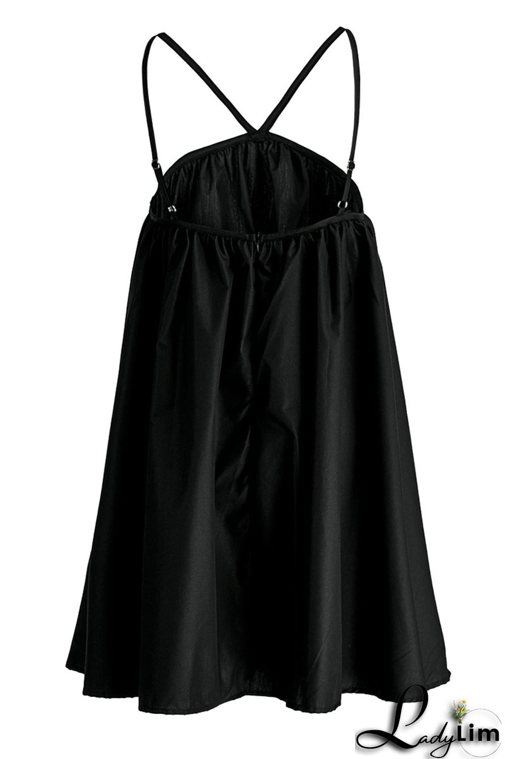 Black Sexy Solid Patchwork Halter Dresses