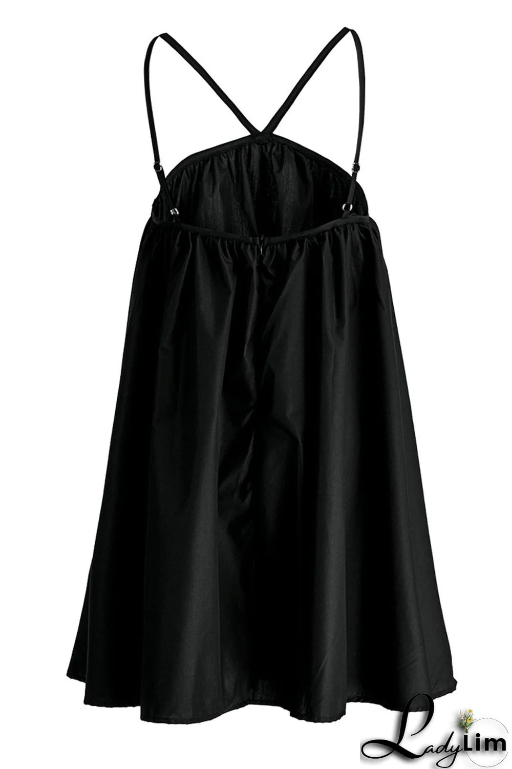 Black Sexy Solid Patchwork Halter Dresses