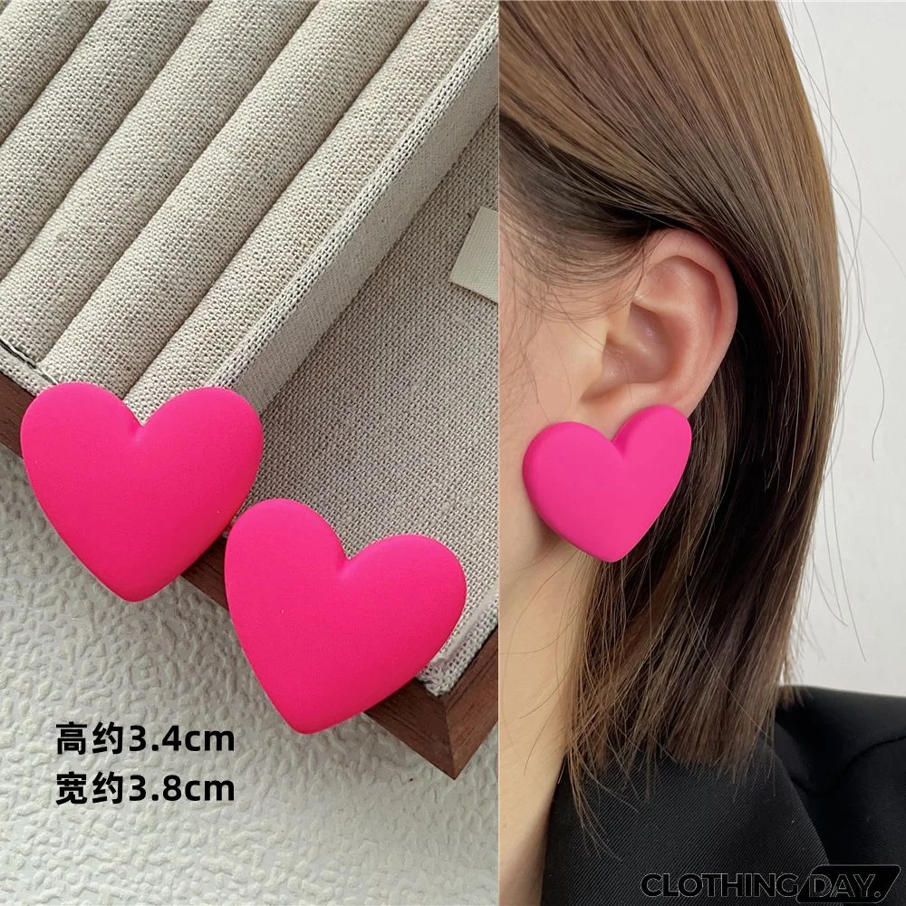 Women Fashion Geometric Fluorescent Rose Without Ear Hole Ear Clip Earrings