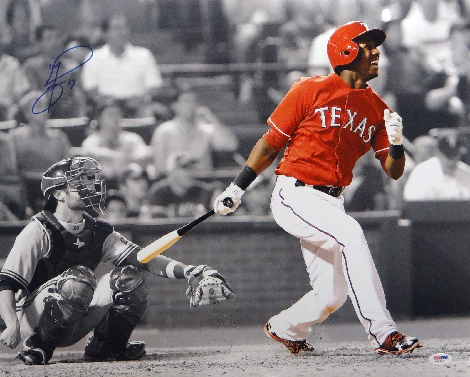 Jurickson Profar Autographed 16x20 Watching Hit Photo Poster painting- PSA/DNA Authenticated