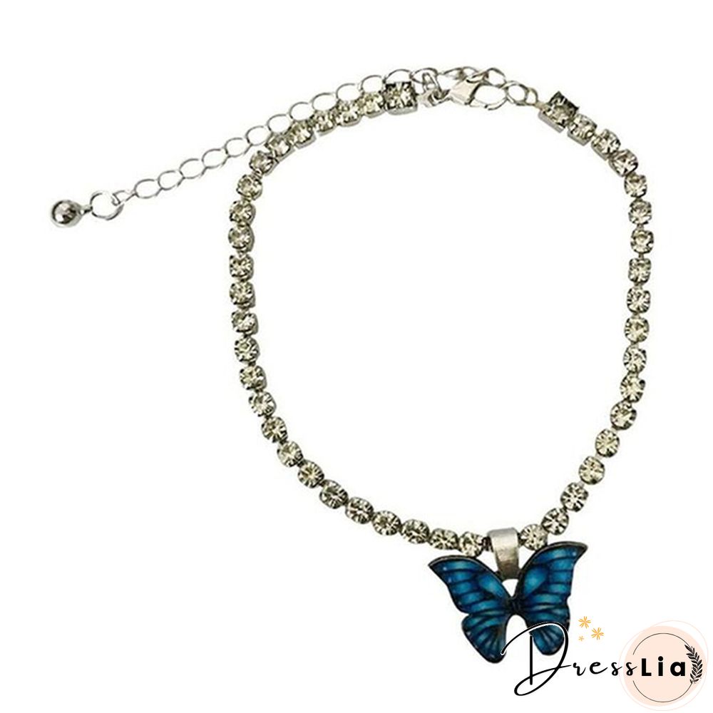 Style Butterfly Pendant Anklet for Women Beach Foot Jewelry Crystal Chain Anklets Bracelet
