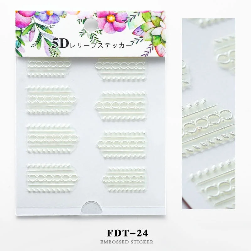 Nail Stickers Embossed 5D Elegant Flower Series Lace Designs Back Glue Nail Decals Tips For Beauty Salons-Nail Inspo