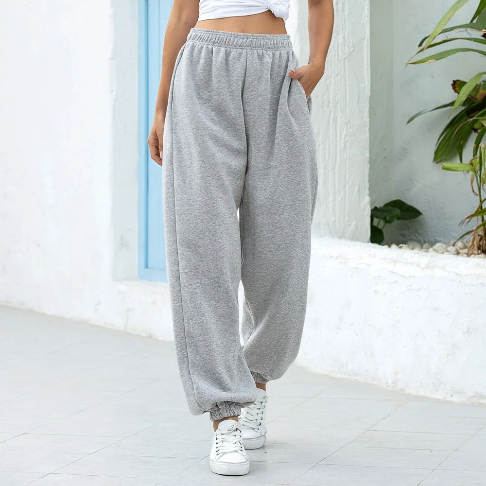 Women Casual Sweatpant Fashion Solid Plus Size Comfort Jogger Pants Streetwear Elastic Waist Running Sport Female Baggy Trousers