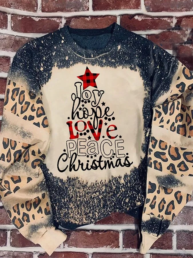Vintage Patchwork Leopard Print Long Sleeve Sweatshirt