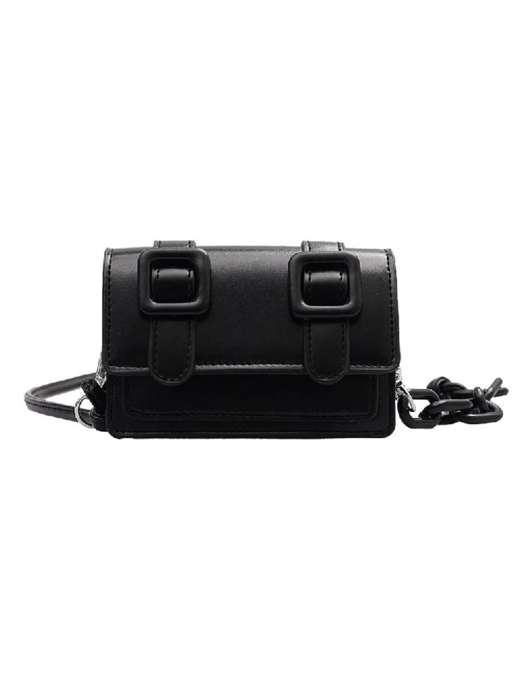 Mini Shoulder Bags Candy Color Purse Women PU Crossbody Handbag (Black)