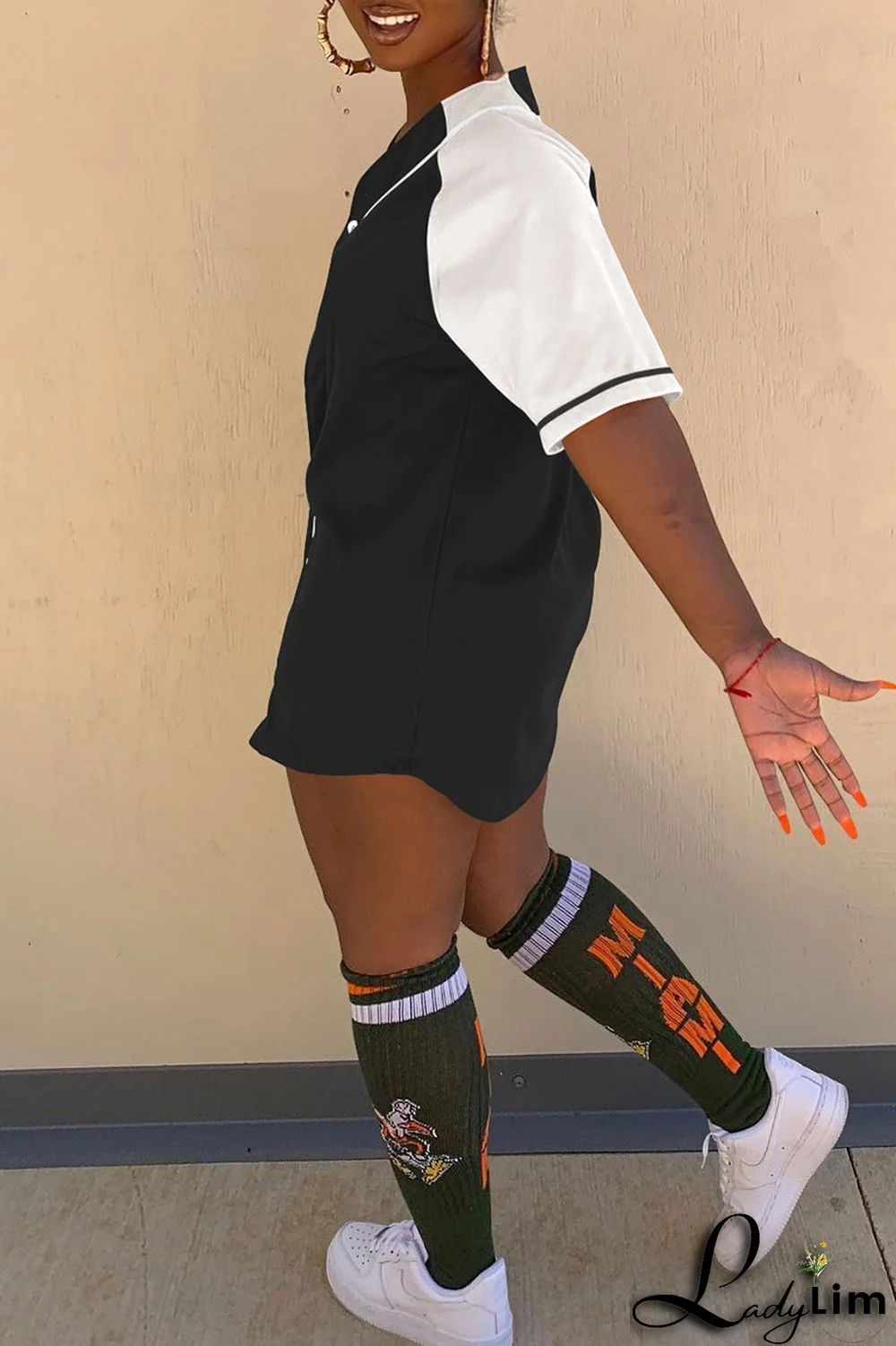 Black Fashion Casual Solid Split Joint V Neck Tops