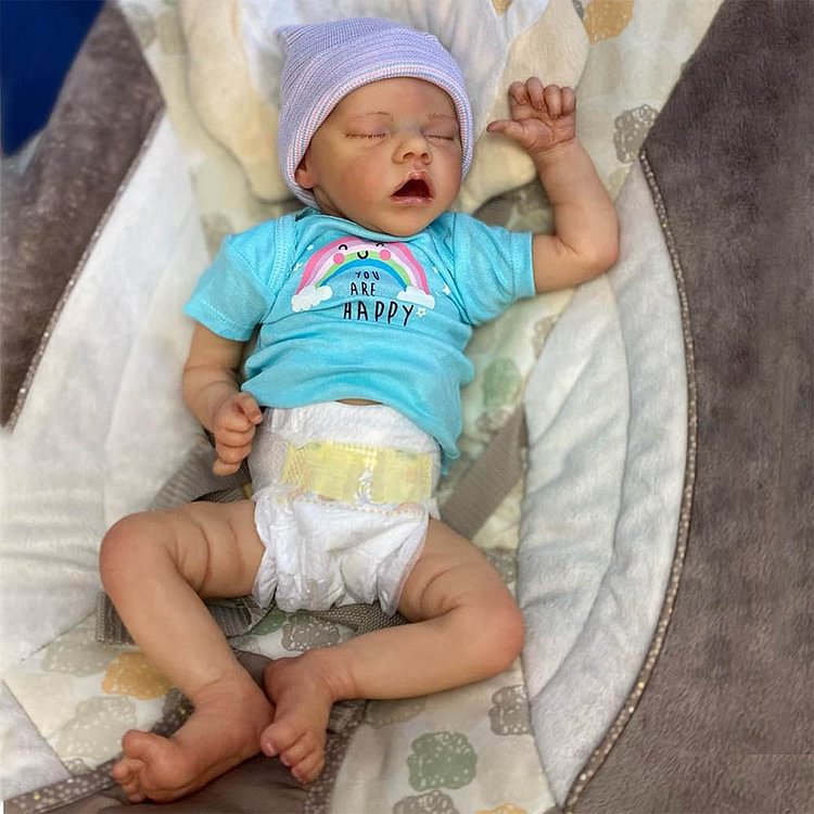  17" Lifelike Hand-painted Hair Reborn Truly Newborn Sleeping Baby Dolls Named Virginia - Reborndollsshop.com®-Reborndollsshop®