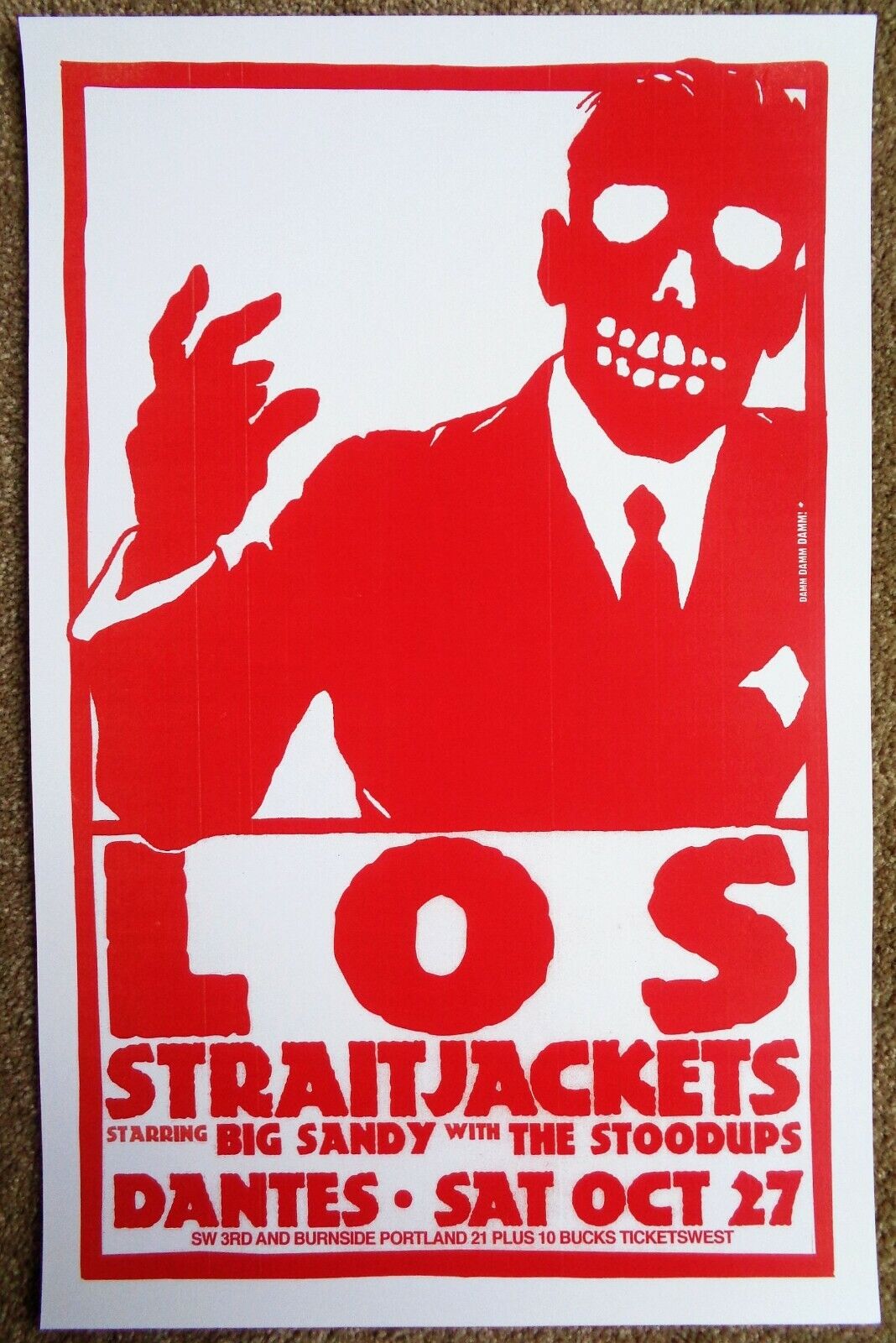 LOS STRAITJACKETS 2007 Gig POSTER Portland Oregon Concert