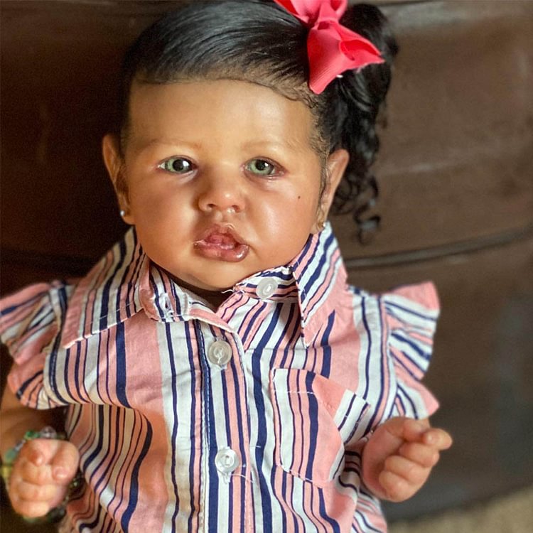  20'' Lifelike Heartwarming Authentic Silicone African American Toddler Reborn Doll Named Angela,With Pacifier and Bottle - Reborndollsshop®-Reborndollsshop®