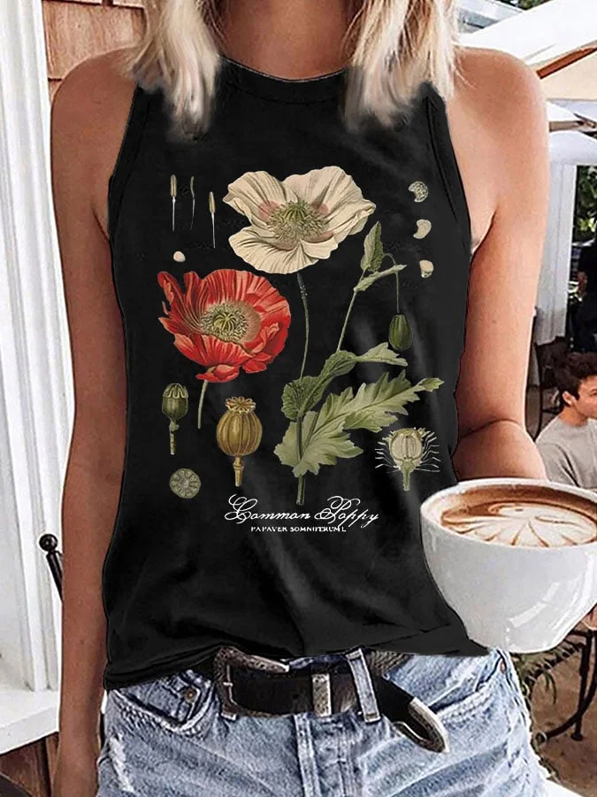 Floral Graphic Print Women's Vest