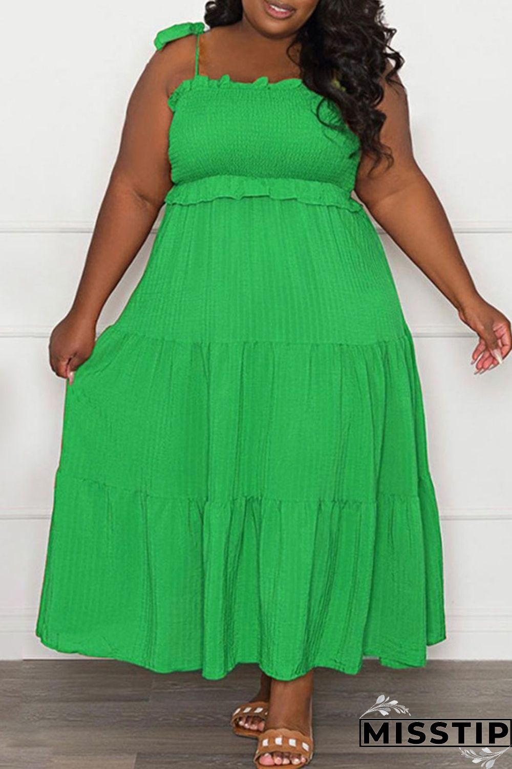 Black Casual Sweet Solid Bandage Patchwork Fold Spaghetti Strap Sling Dress Plus Size Dresses