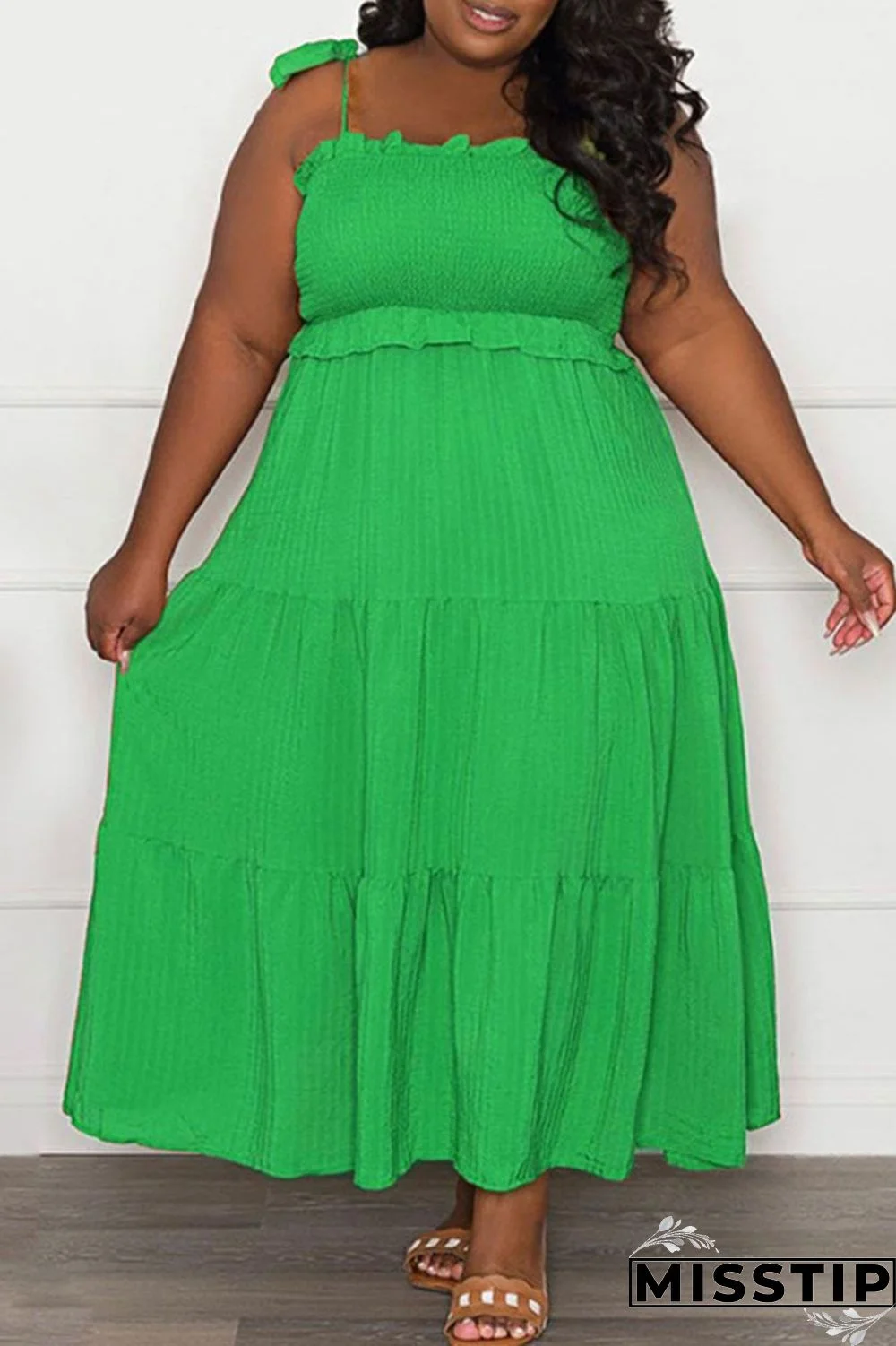 Black Casual Sweet Solid Bandage Patchwork Fold Spaghetti Strap Sling Dress Plus Size Dresses