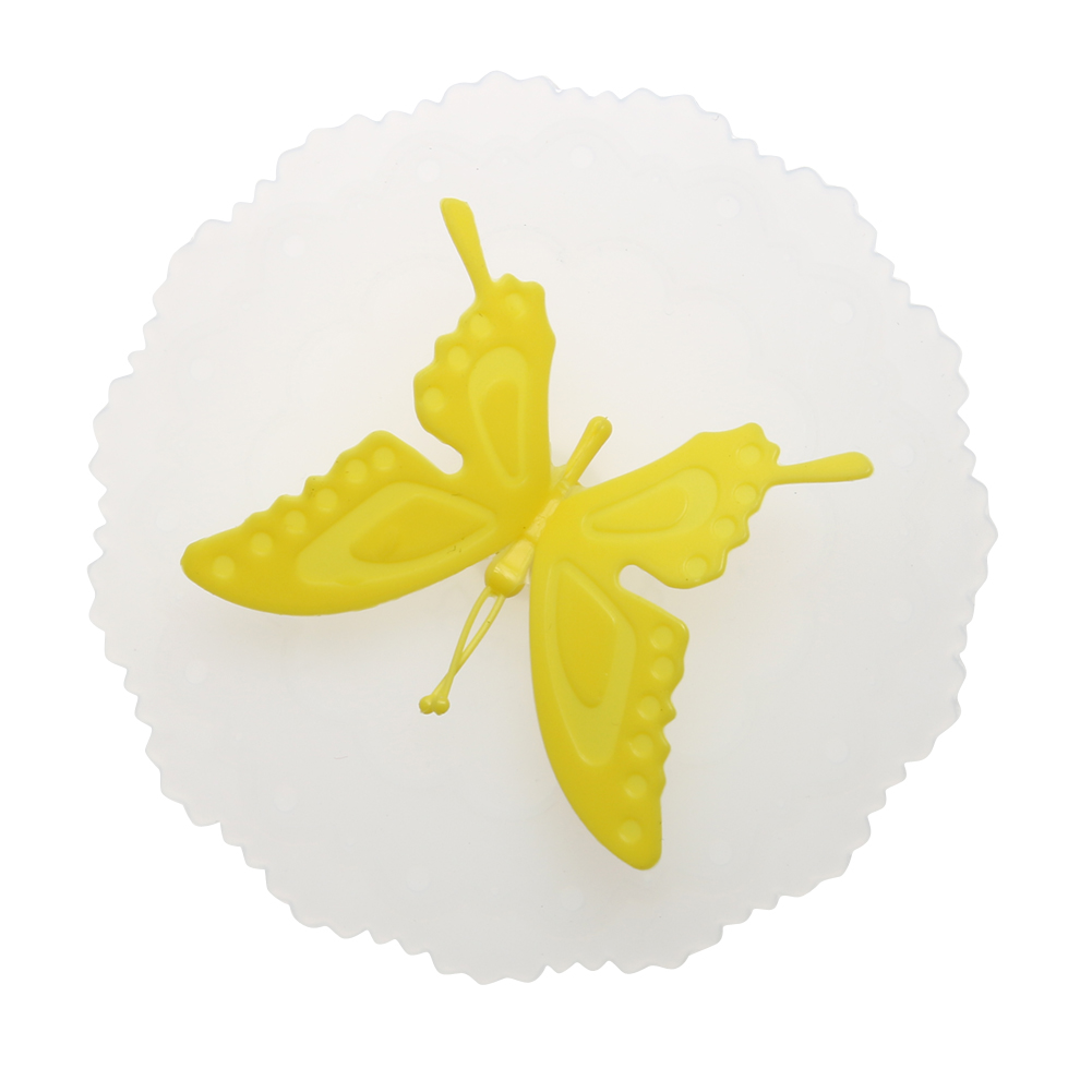 

Cute Butterfly Silicone Cup Lids Anti-Dust Leakproof Mugs Cover, Yellow, 501 Original