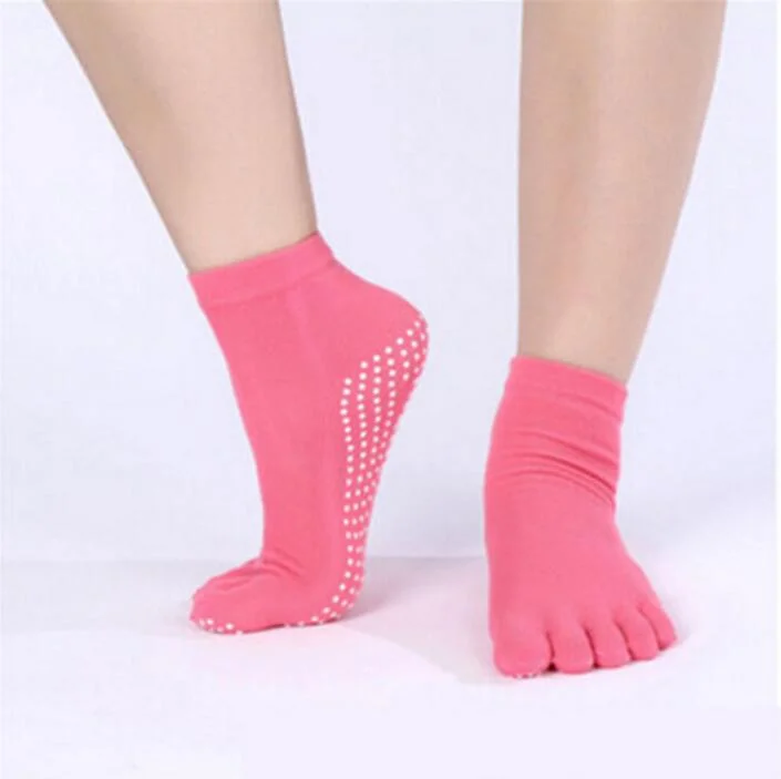 CUHAKCI Cotton Socks Five Fingers Multicolor Socks Yuga Skid Resistance Dots Pattern Printing Femme Dance Women's Toe Socks Girl