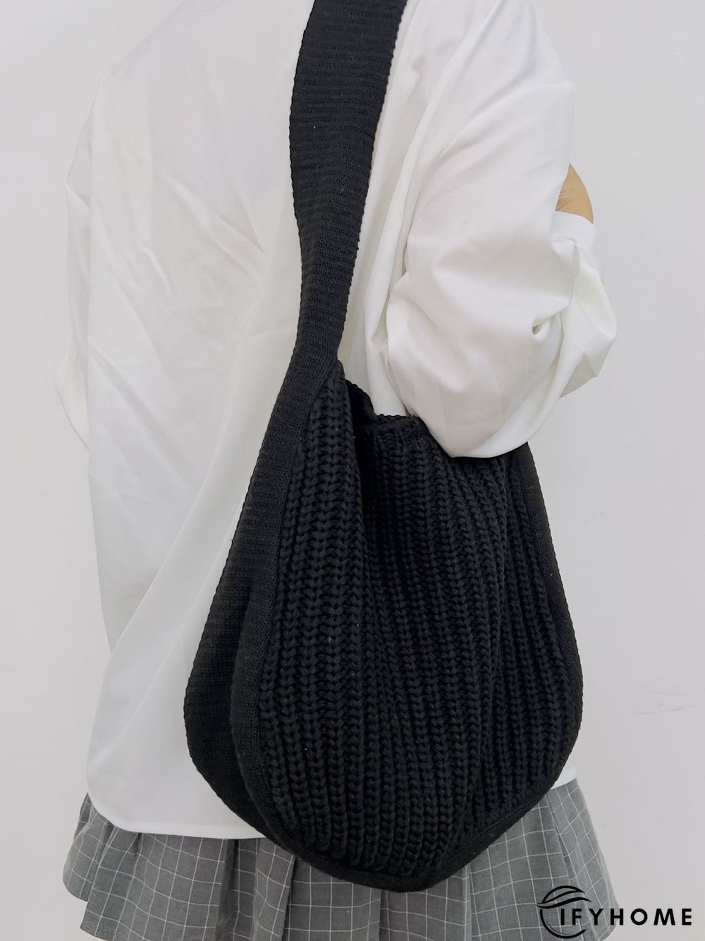 Solid Color Knit Large Capacity Shoulder Bag | IFYHOME