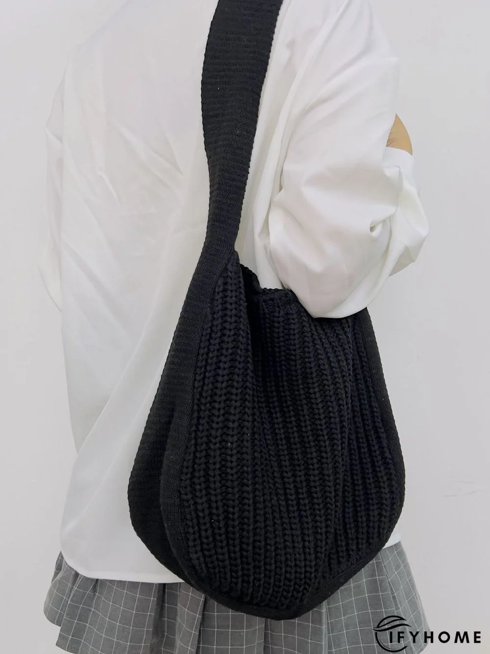 Solid Color Knit Large Capacity Shoulder Bag | IFYHOME