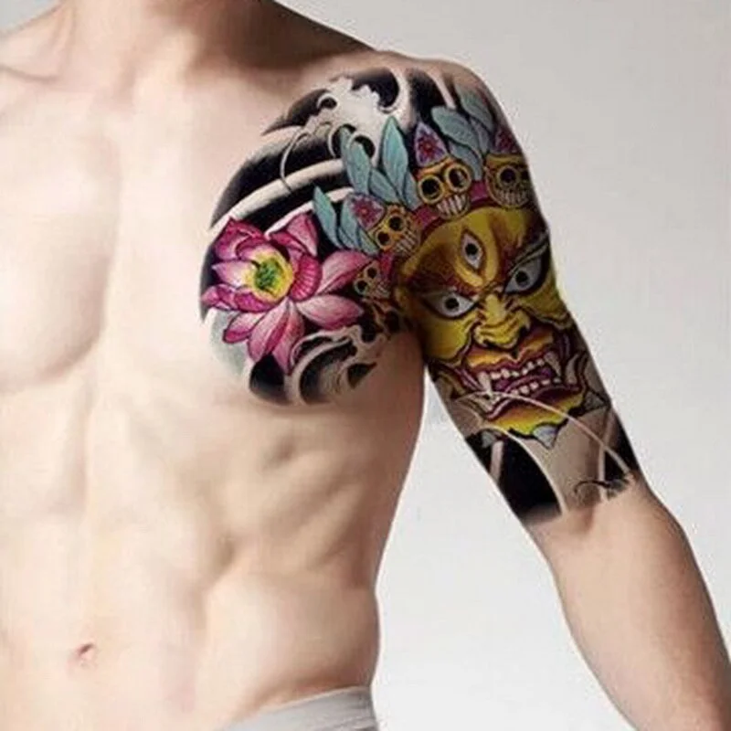 Large size temporary tattoo on chest body arm shoulder cool fake tattoos water transfer tattoo for men big 32*24cm tatto sticker