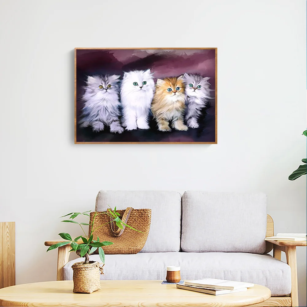 Diamond Painting - Full Round Drill - Cat Family(40*30cm)