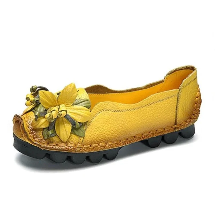 Genuine Leather Handmade Flower Loafers