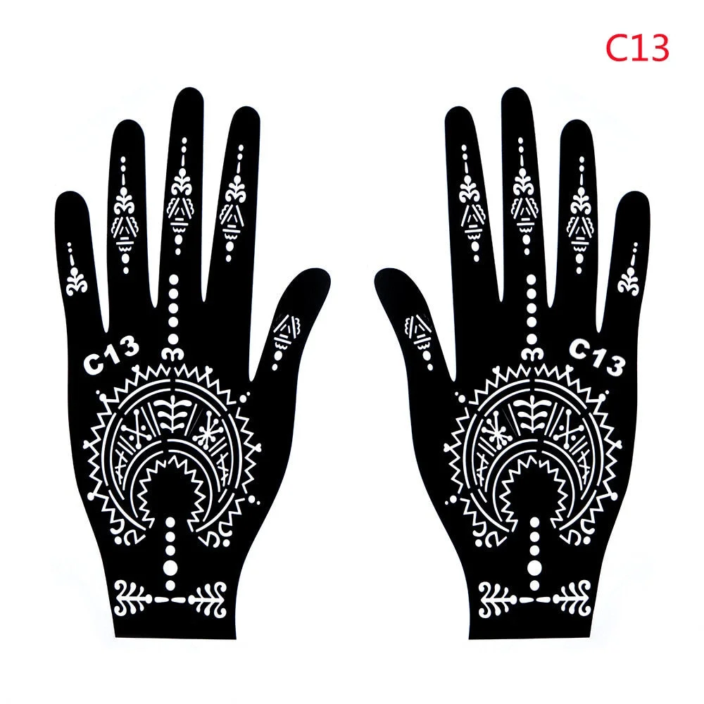 1PC Multiple Professional Henna Stencil Temporary Hand Tattoo Body Art Sticker Template Wedding Tool India Flower Tattoo Stencil