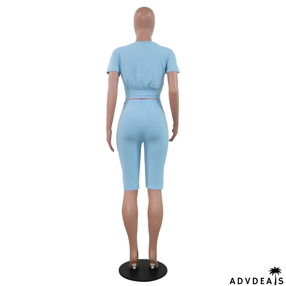 Summer Print Sexy Two Piece Bodycon Short Set