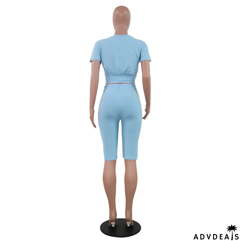 Summer Print Sexy Two Piece Bodycon Short Set