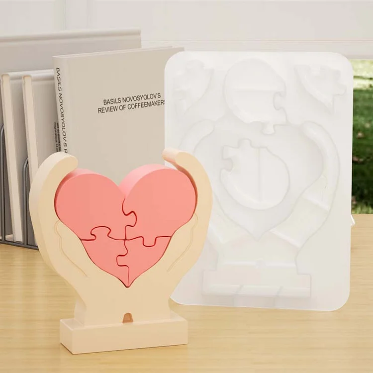 Jigsaw Hands Holding Up Love Silicone Mold CrazyMold