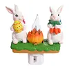 Resin Bunny Campfire Flickering Night Light Plug Into Wall Easter Decoration(US)