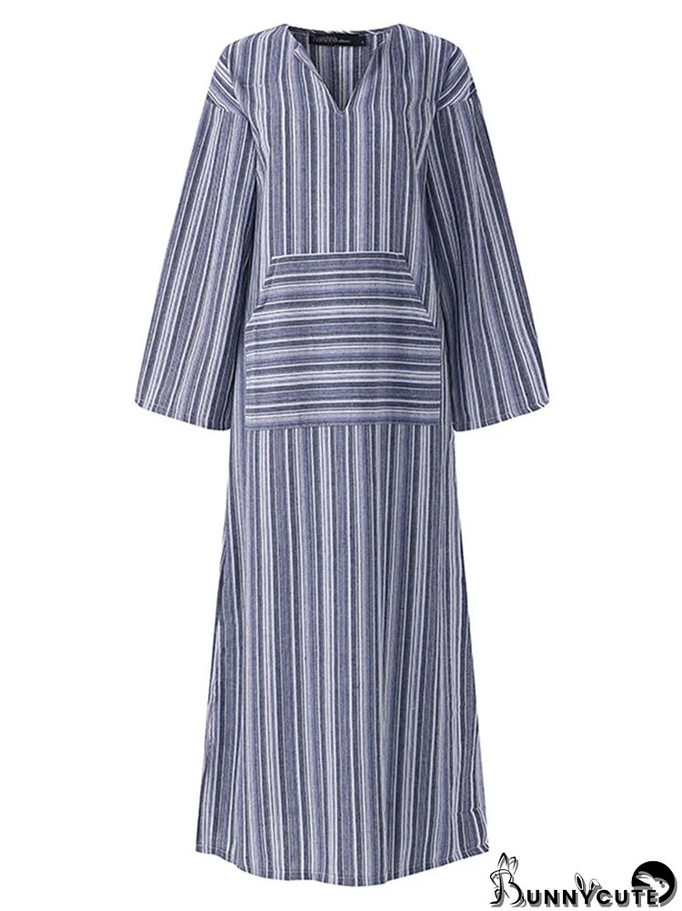 Casual Side Split Striped Maternity Dress for Women