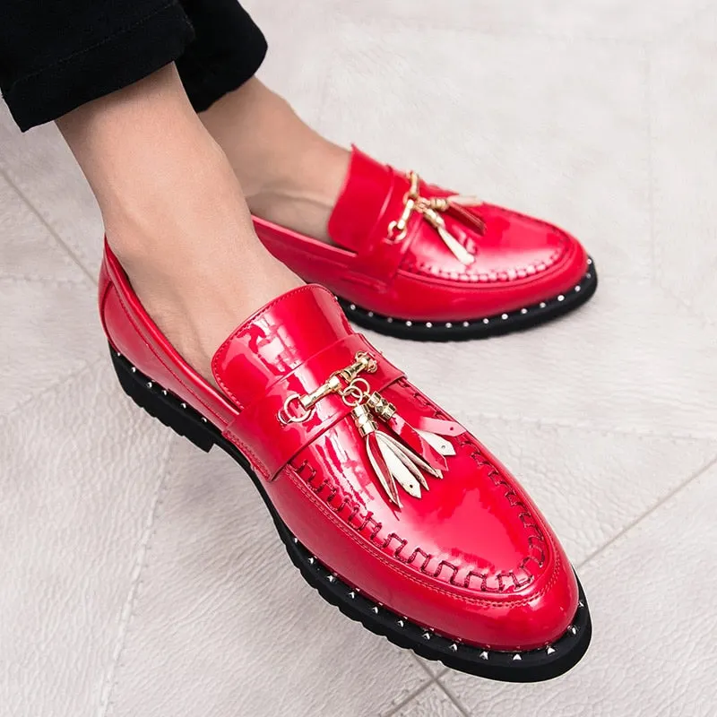 Men Leather Driving Shoes tassel Black Blue Slip On loafers spring Summer Men Leather moccasins outdoor club pary shoes men