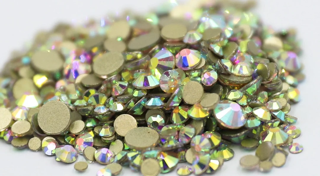 SS4-SS30 Gold Mix Size Crystal AB Clear Non HotFix FlatBack Rhinestones Decorations DIY Glitter Stones 3D Nail Art Accessories