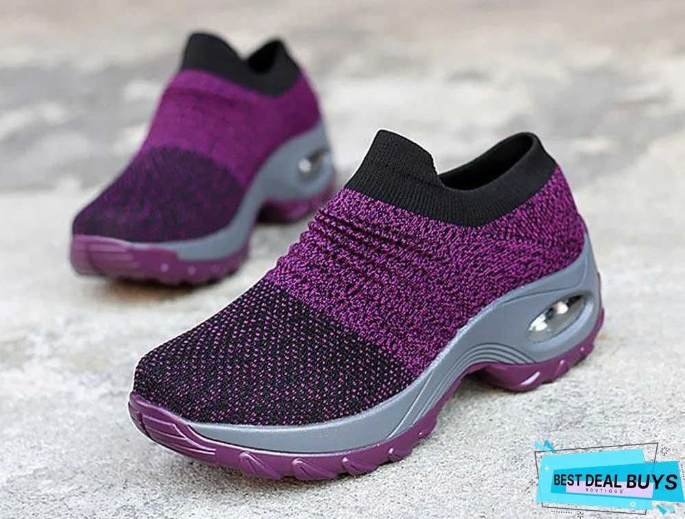 Women Breathable Mesh Slip-On Air Cushion Casual Sneaker Shoes