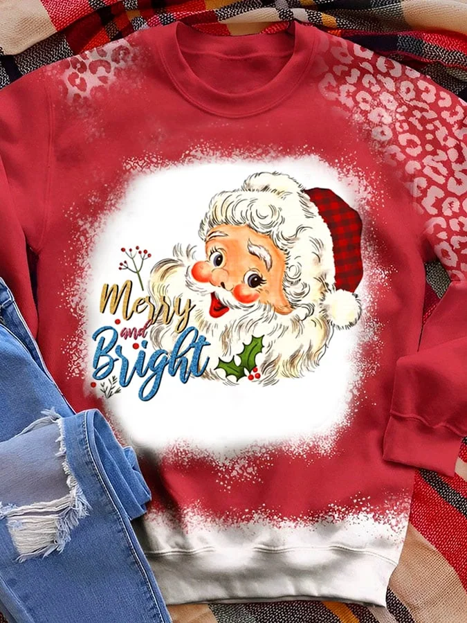 Women's Believe Christmas Santa Print Sweatshirt