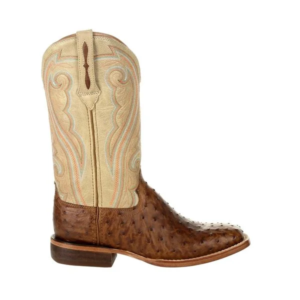 DURANGO EXOTIC FULL-QUILL OSTRICH SUNSET WHEAT WOMEN'S WESTERN BOOTS-DRD0388