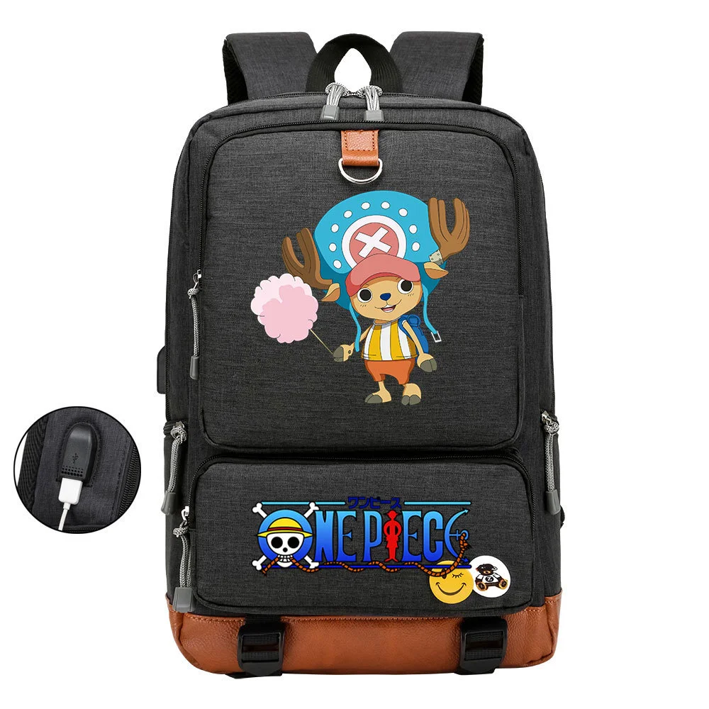 Buzzdaisy Anime-inspired One Piece Backpack with USB Charging Port and 15-inch Laptop Compartment - Perfect for School or Travel