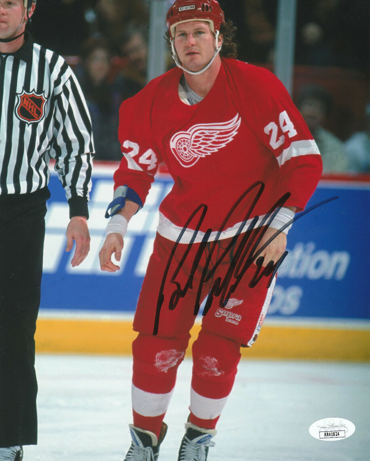 RARE! BOB PROBERT SIGNED DETROIT RED WINGS ENFORCER 8x10 Photo Poster painting JSA COA Autograph