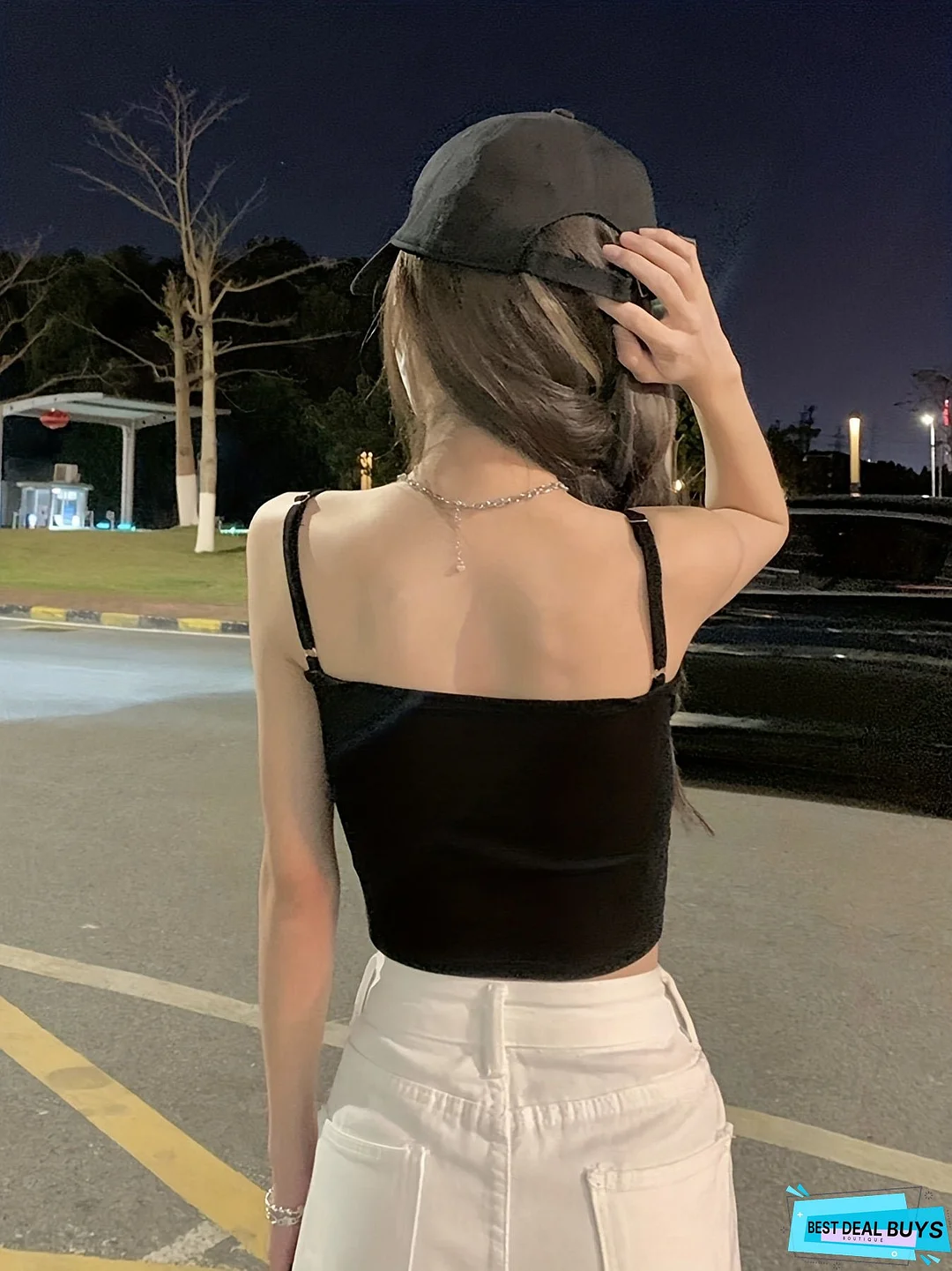 Ruched Crop Cami Top, Casual Summer Sleeveless Top, Women's Clothing