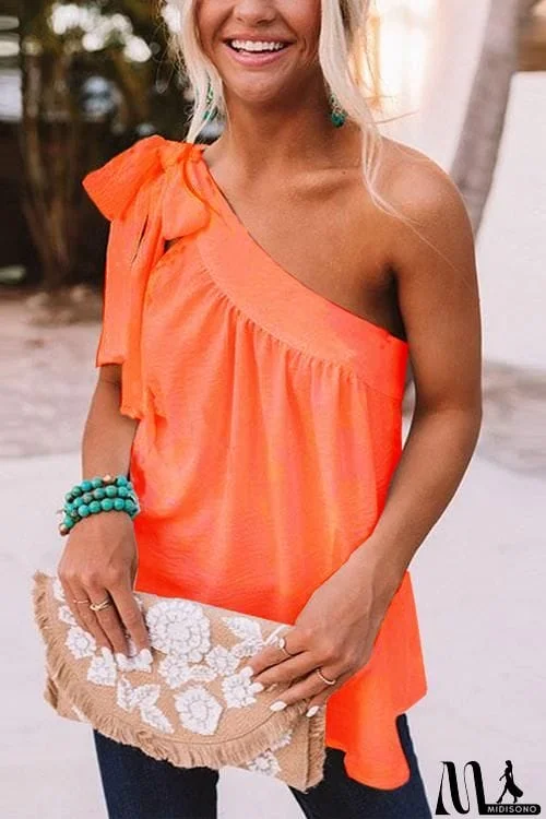 MidiSono - Cute Bow Off Shoulder Blouse Top