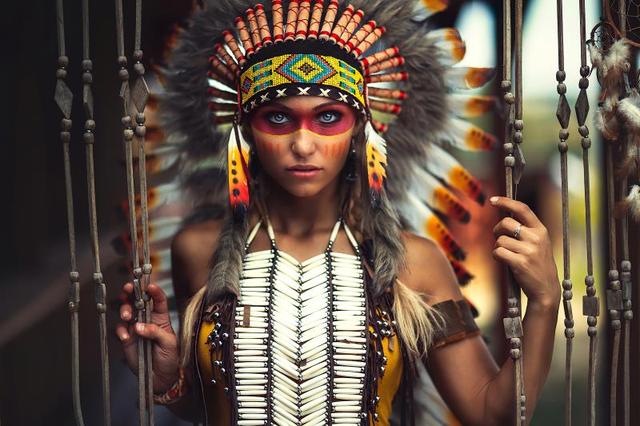 Indian Pretty Girl with Feather Canvas Prints Modern Wall Posters and Prints Art Canvas Paintings for Living Room Home Decor