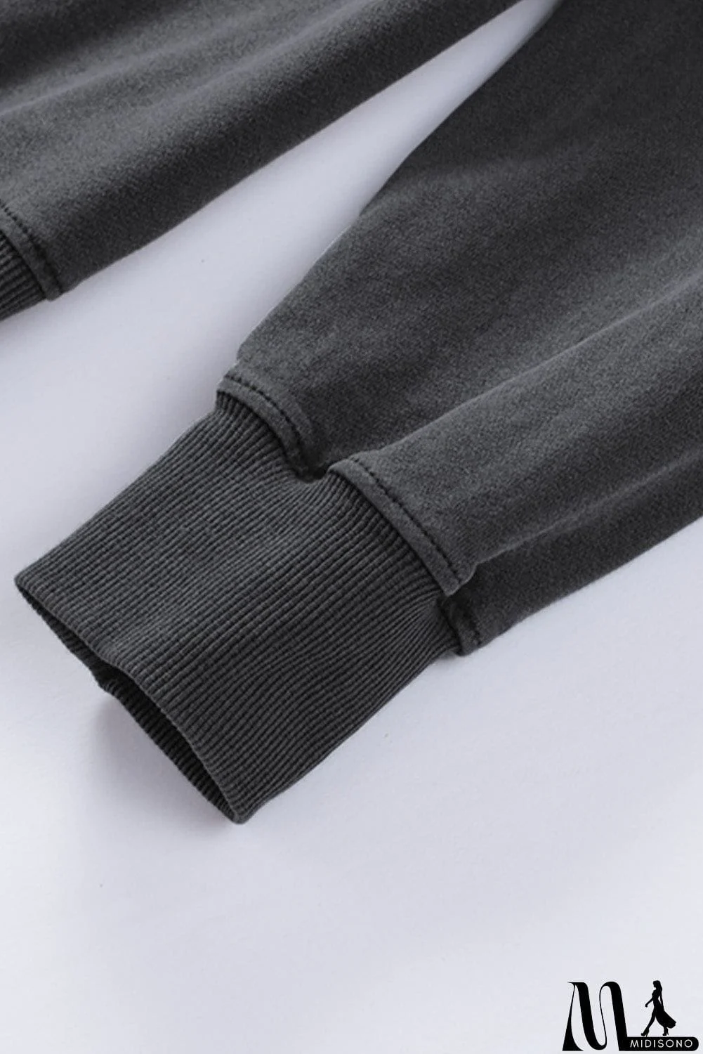 MidiSono - Zipped Front Stitching Hooded Sweatshirt