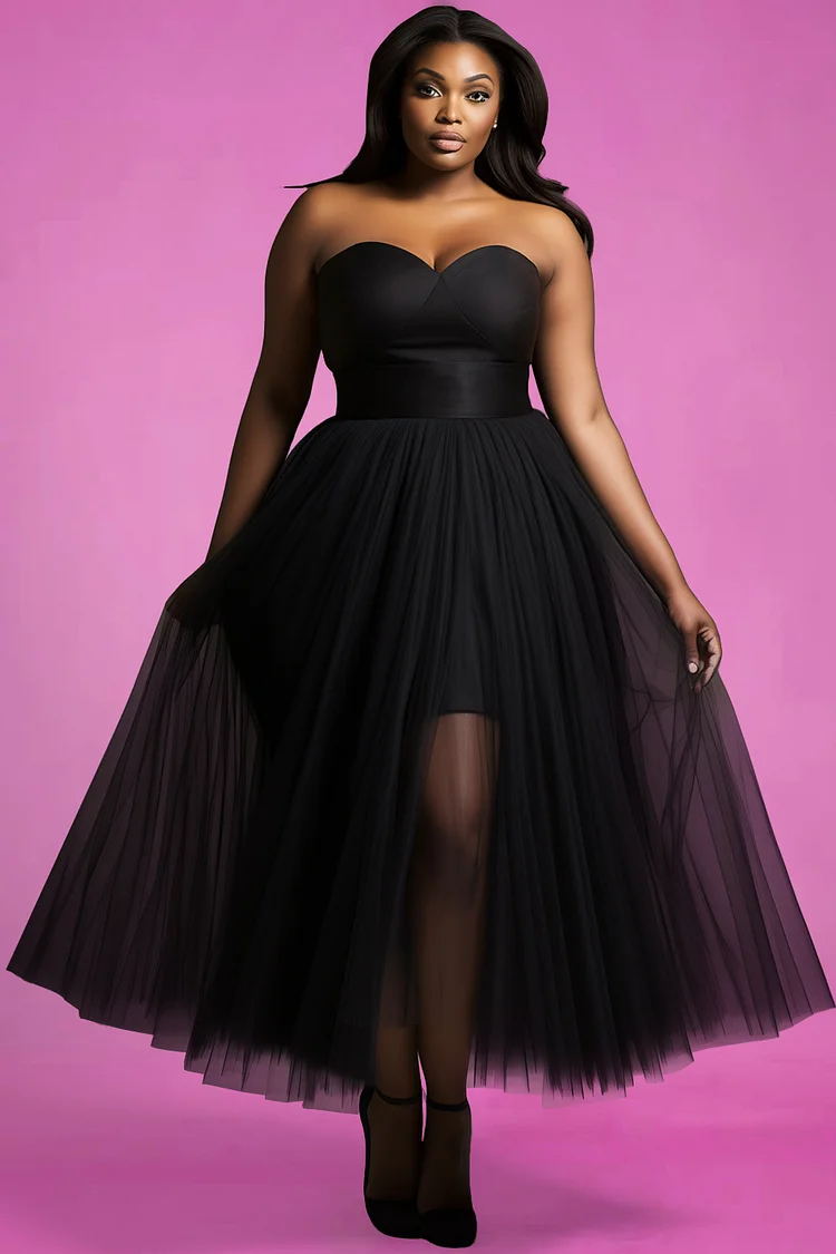 Plus size tulle maxi dress best sale