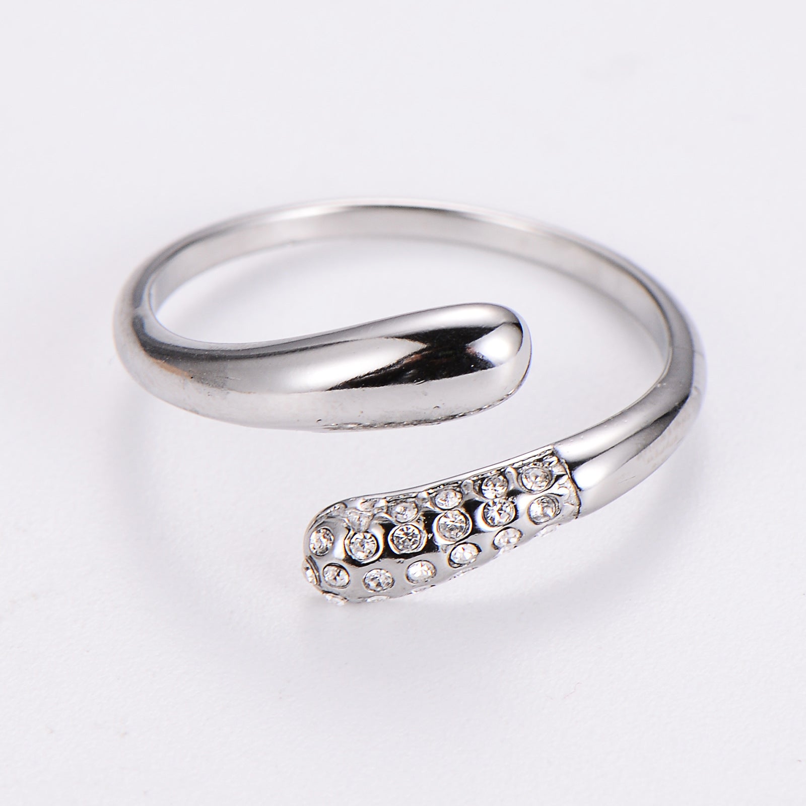 Aml Stainless Steel Ins Style Diamond Hug Ring Trendy Couple Ring