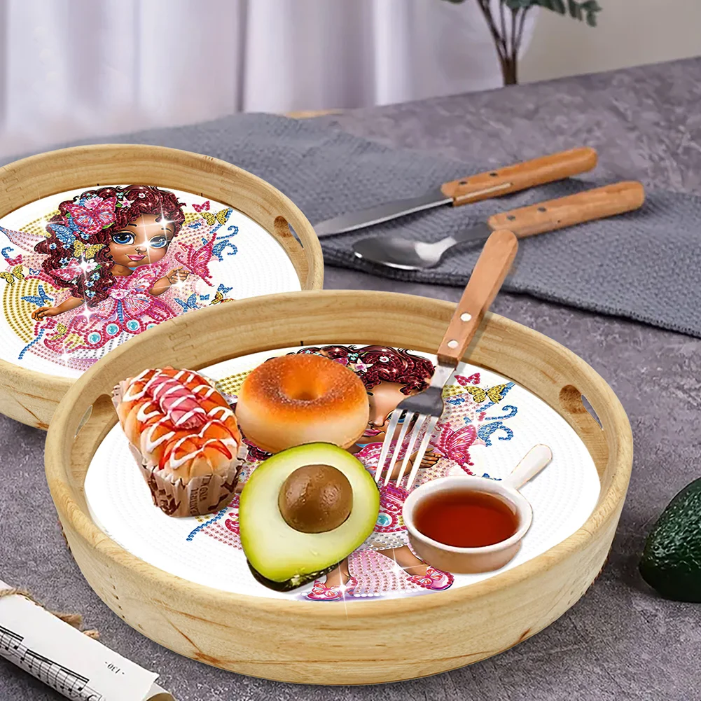 DIY Wooden Elf 5D DIY Diamond Painting Serving Tray for Home Table Decor